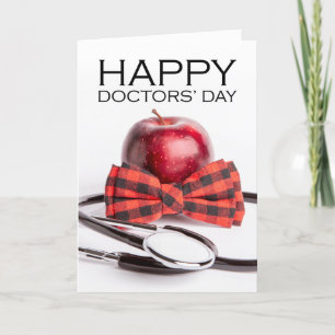 Happy Doctors' Day Apple in Bow Krawatte Stethosco Feiertagskarte
