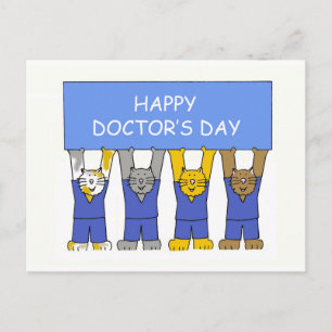Happy Doctor's Day Cartoon Katzen Postkarte