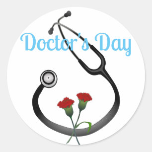 Happy Doctor's Day Stethoscope Runder Aufkleber