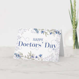 Happy Doctors Day - Wirbler Text und Blume Blau Karte