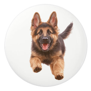 Happy Dog #4 Keramik Pull Keramikknauf