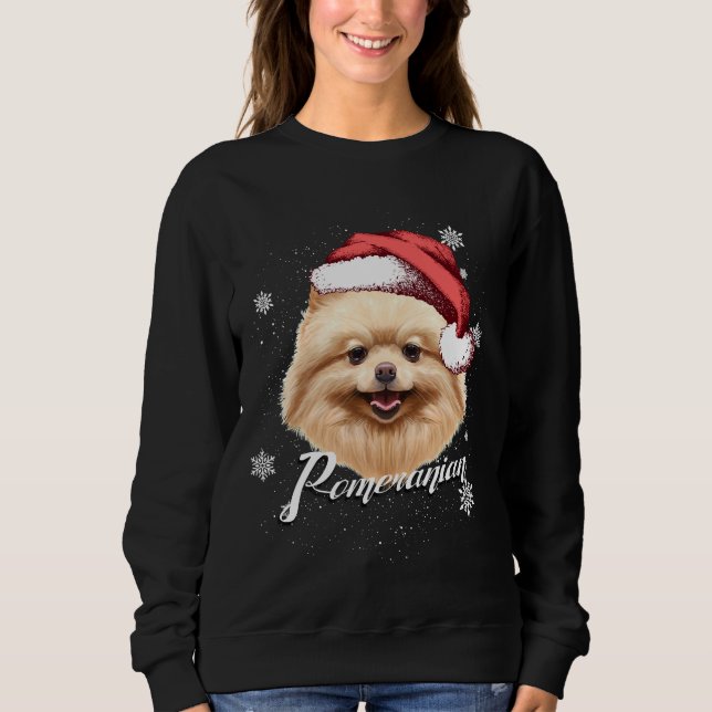 Happy Dog Brown Spitz Weihnachtsfeier Weihnachtsma Sweatshirt (Vorderseite)