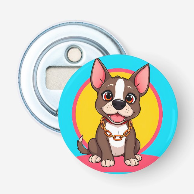 Happy Dog Cartoon Illustration Flaschenöffner (Vorderseite)