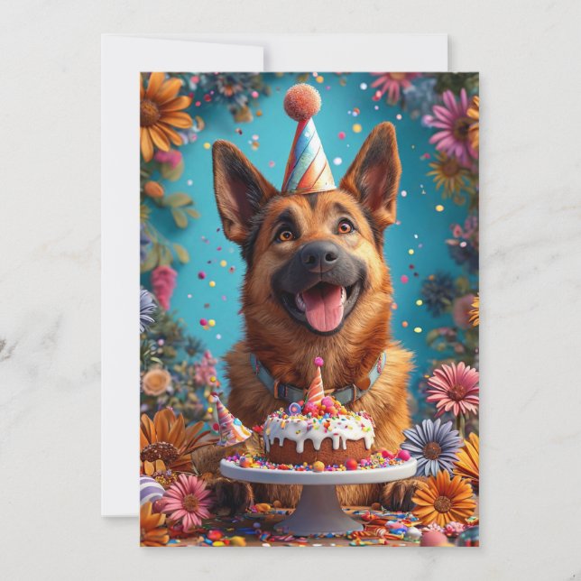 Happy Dog feiert Geburtstag Einladung (Vorderseite)