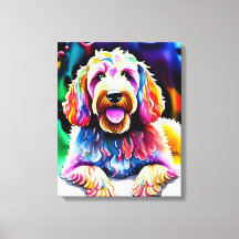 Happy Dog Goldendoodle Wasserfarbskizze