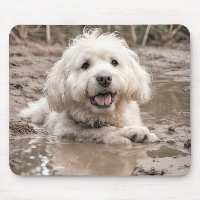 Happy Dog in Mud Puddle Mousepad (Vorne)