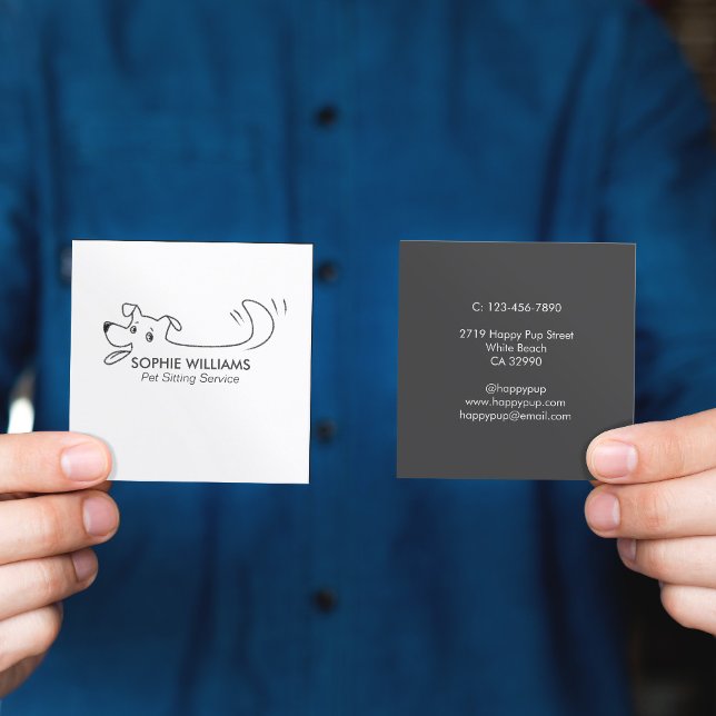 Happy Dog Logos Sitzgelegenheit Betreuung Schulung Quadratische Visitenkarte (Von Creator hochgeladen)