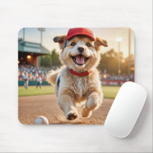 Happy Dog mit Baseballkappe Mousepad