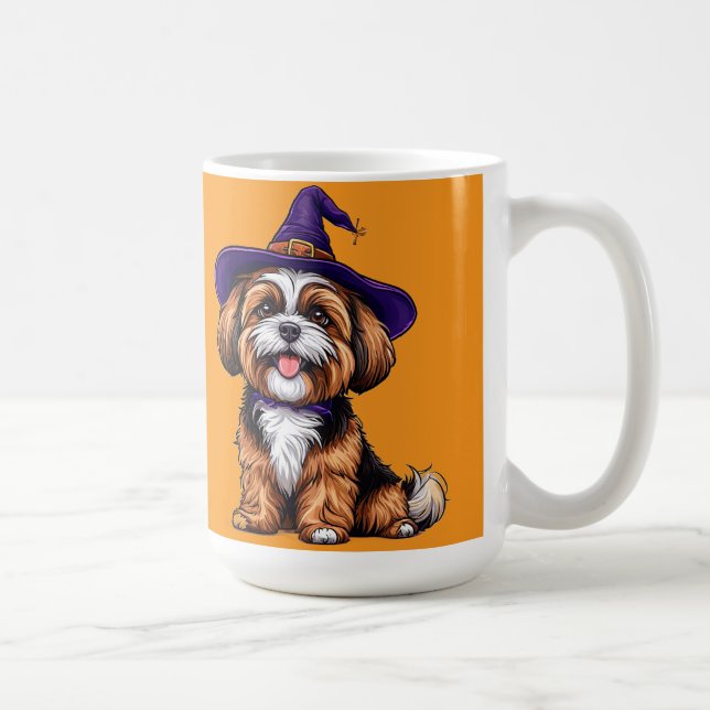 Happy Dog mit einem Hexenhut tragen Kaffeetasse (Rechts)