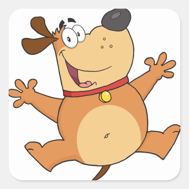 Happy Dog Quadratischer Aufkleber (Vorderseite)