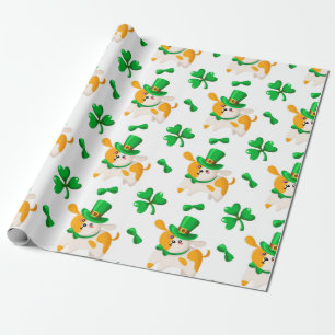 Happy Dog St. Patrick's Pattern Geschenkpapier