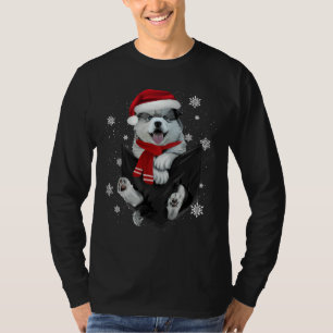 Happy Dog White Husky Puppy Pocket Weihnachten Wei T-Shirt