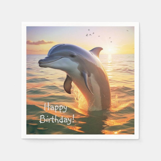 Happy Dolphin Birthday Serviette (Vorderseite)