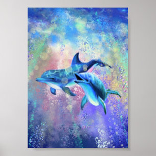 Happy Dolphin Couple Poster Malerei