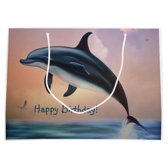 Happy Dolphin Große Geschenktüte (Vorderseite)