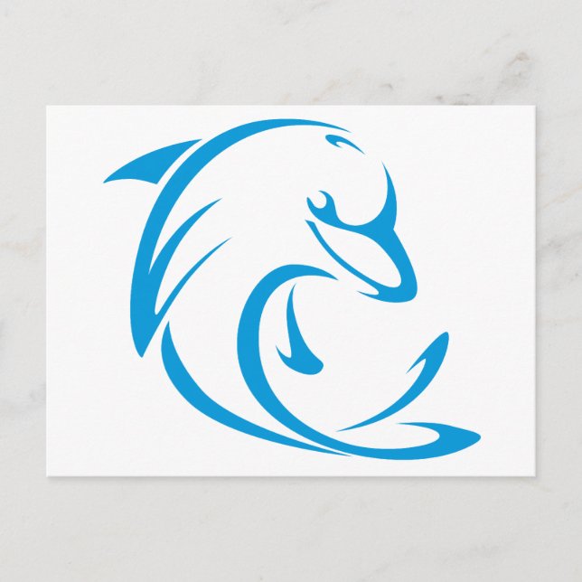 Happy Dolphin in Swing Zeichnend Style Postkarte (Vorderseite)