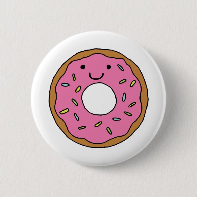 Happy Donut Grafik farbenfroh Rosa Donut Clipart Button (Vorderseite)