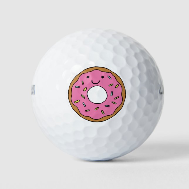 Happy Donut Grafik farbenfroh Rosa Donut Clipart Golfball (Vorderseite)