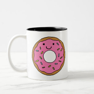 Happy Donut Grafik farbenfroh Rosa Donut Clipart Zweifarbige Tasse