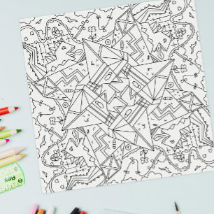 Happy Doodles: Origami Dinosaur Land Coloring Page Poster