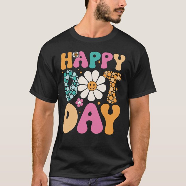 Happy Dot Day Hippie Blume lächeln Gesicht Groovy T-Shirt (Vorderseite)