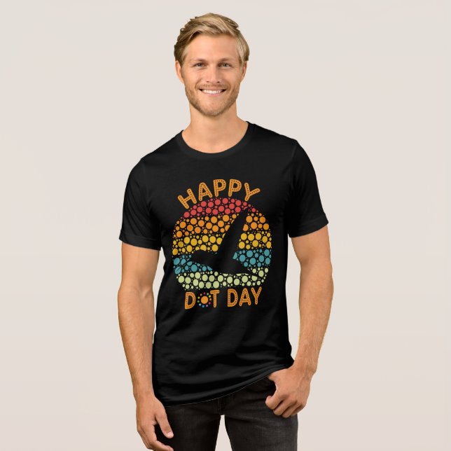 Happy Dot Day Hummingbird farbenfroh Tri-Blend Shirt (Vorderseite voll)
