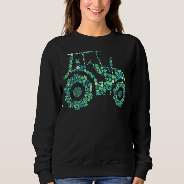 Happy Dot Day Niedlich Dot Traktor Sweatshirt (Vorderseite)