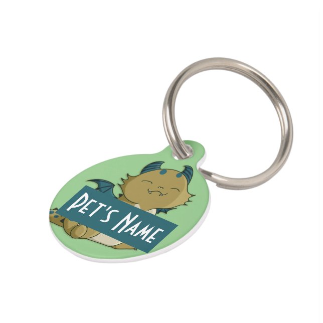 Happy Dragon Customizable Pet Tag Haustiermarke (Seite)