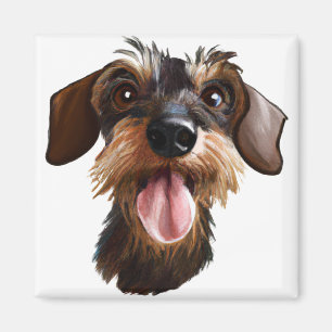 Happy Drahthaar Dackel Magnet