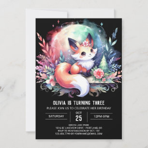 Happy Dreamy Fox Geburtstag digital Einladung