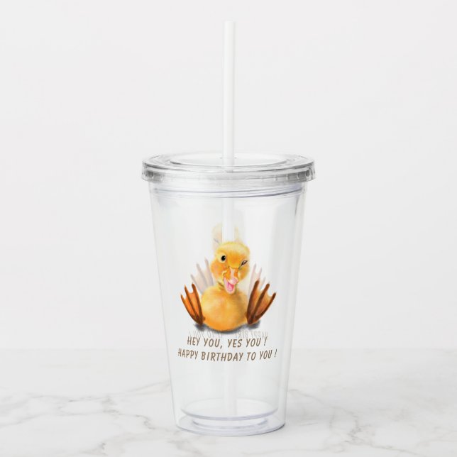 Happy Duck Kids Bityhday Acrylic Tumbler Acryltrinkbecher (Vorderseite)