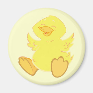 Happy Duck Round Magnets Magnet