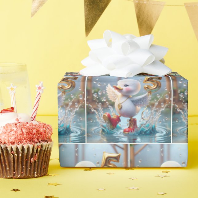 Happy Duckling mit #5 Balloon Geschenkpapier (Geburtstagsparty)