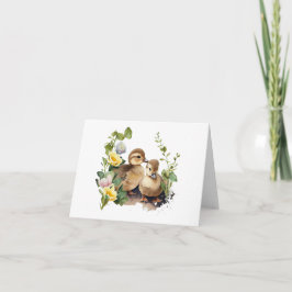 Happy Ducklings mit Blume BLANK Karte