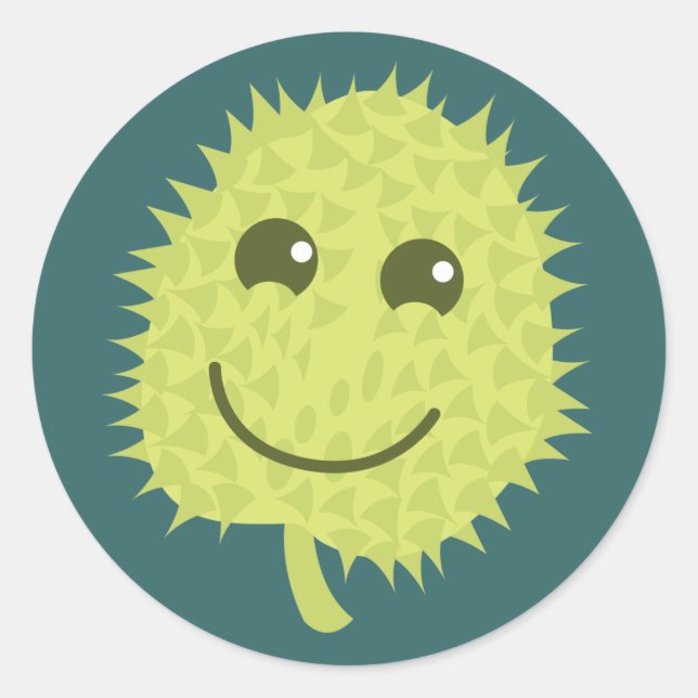 Happy Durian Obst Runder Aufkleber (Vorderseite)