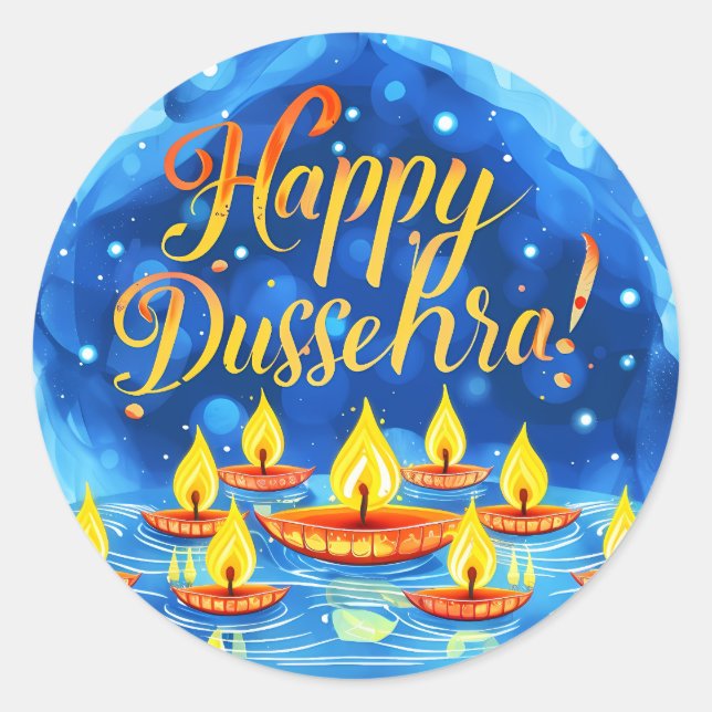 Happy Dusshehra Runder Aufkleber (Vorderseite)