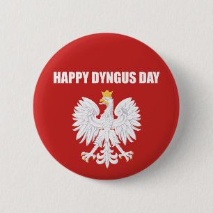 Happy Dyngus Day Polnischer Weißer Adler Button