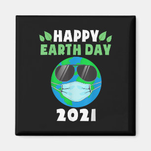 Happy Earth Day 2021 Funny Earth Wearing Kids Magnet