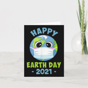 Happy Earth Day 2021 Funny Planet Earth Mask Kids Karte