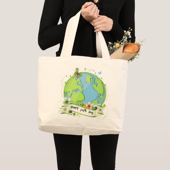 Happy Earth Day 2024 Jumbo Stoffbeutel (Vorderseite (Produkt))