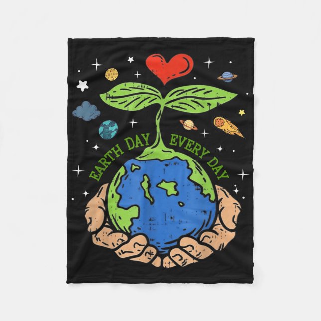 Happy Earth Day 2024 Rette unseren Planeten Niedli Fleecedecke (Vorderseite)