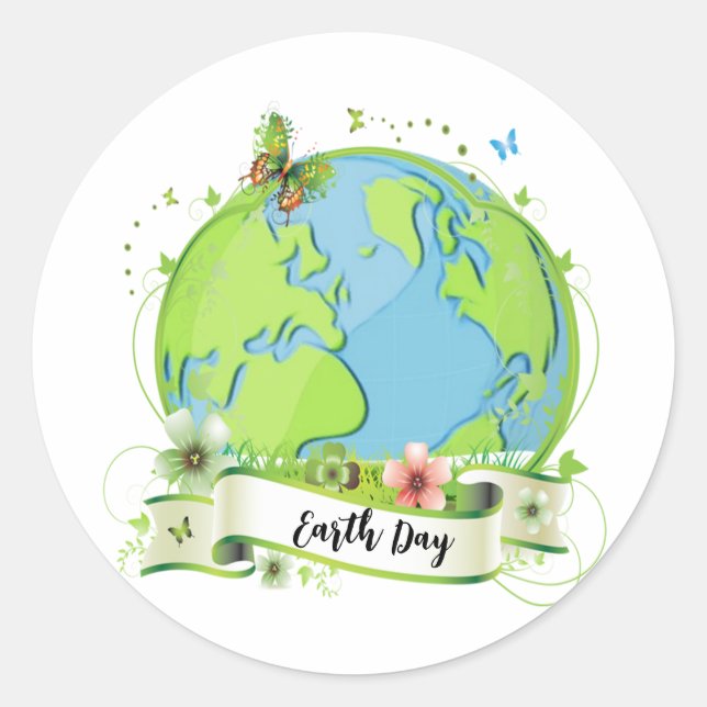 Happy Earth Day 2024 Runder Aufkleber (Vorderseite)