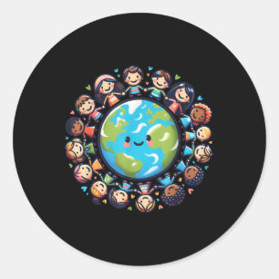 Happy Earth Day 2025 Cool Earth Day Children Runder Aufkleber