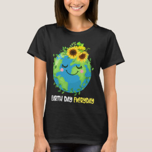 Happy Earth Day Alltag 2023 Earth Sunflower Rett T-Shirt