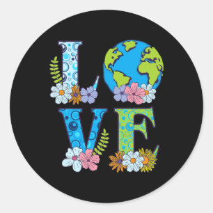 Happy Earth Day Birthday Rett Nature Liebe Girl En Runder Aufkleber