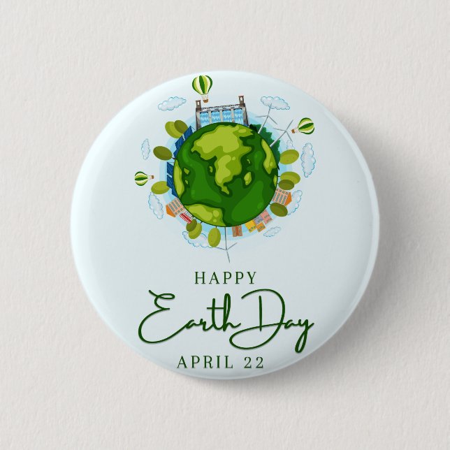 Happy Earth Day Button (Vorderseite)