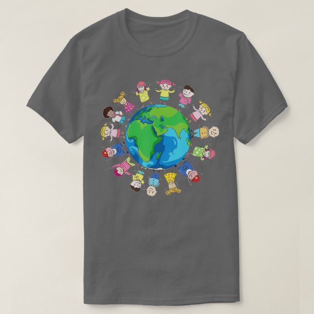 Happy Earth Day Children Around the World T-Shirt (Design vorne)