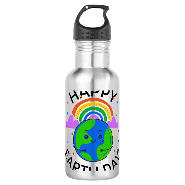 Happy Earth Day Edelstahlflasche (Vorderseite)