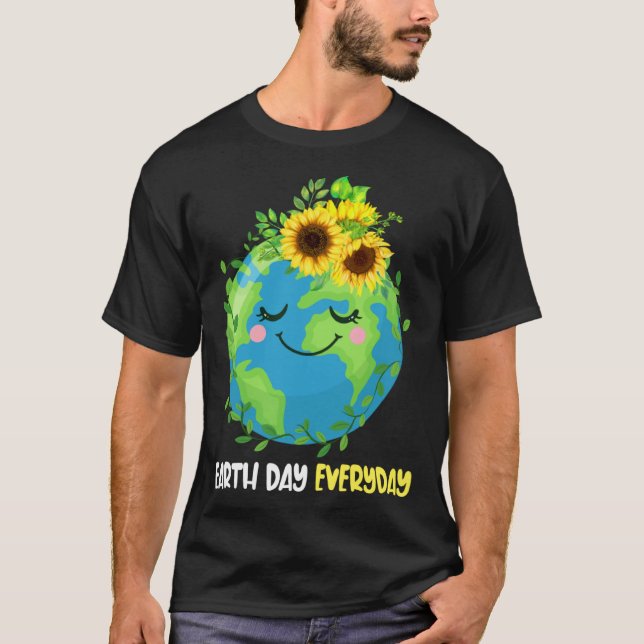 Happy Earth Day Everyday 2023 Earth Sunflower Save T-Shirt (Vorderseite)