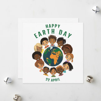 Happy Earth Day Flat Holiday Card Feiertagskarte